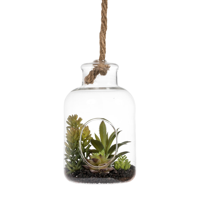 9'' Faux Succulent in Glass Jar
