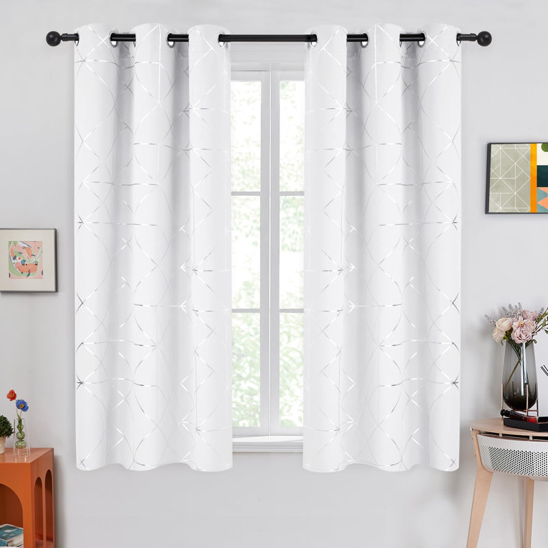 Geometric Printed Pattern Curtains (Set Of 2), 42" W x 63" L, Red