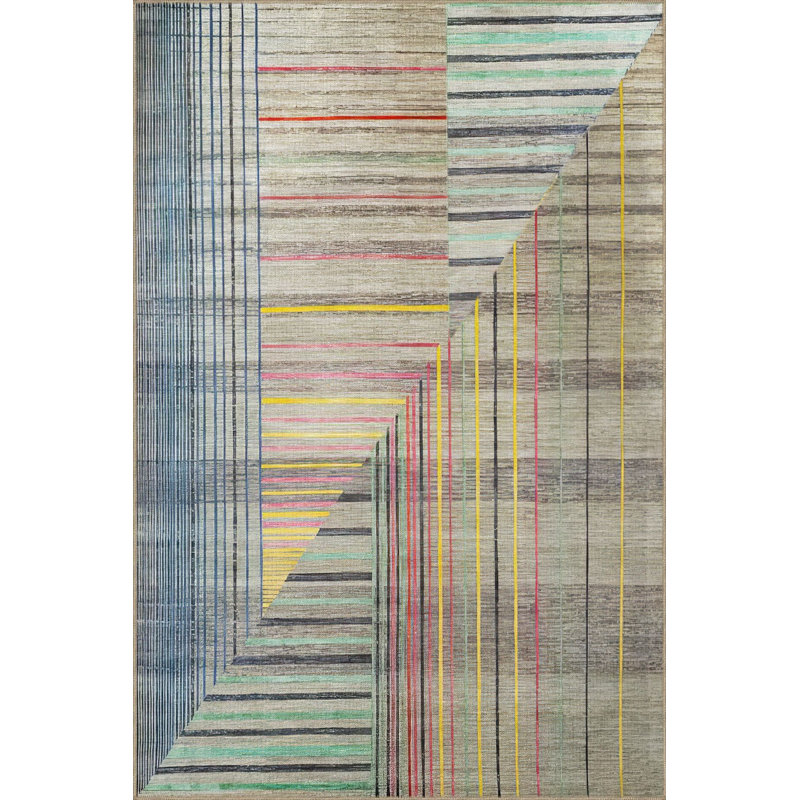 Tapis lavable à la machine à rayures, Rectangle 3 pi 3 po x 4 pi 11 po
