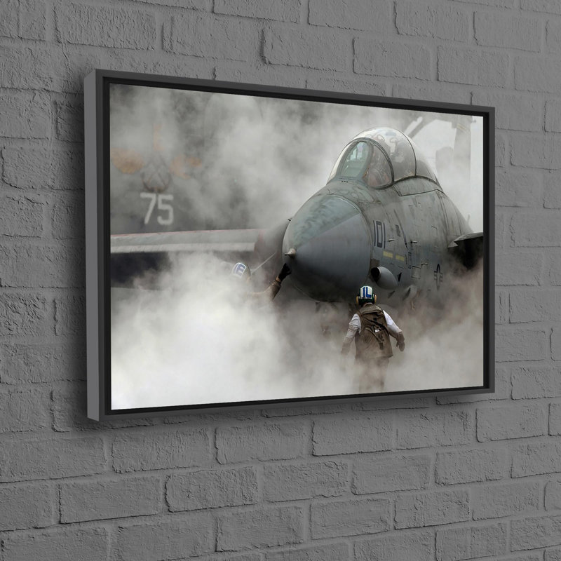 Personalized Fighter Jet Canvas Art Perfect for Modern Bedroom Decor and Cave Wall Hanging Presented in a Gift Box, Black