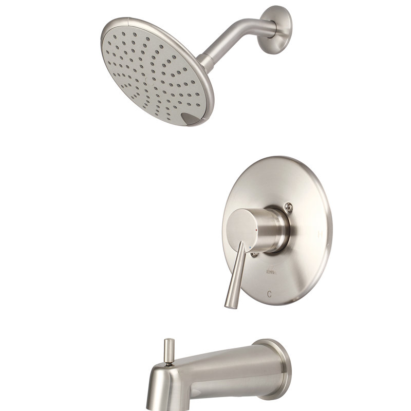 Robinet de douche et baignoire à contrôle de volume à poignée simple I2, Nickel brossé