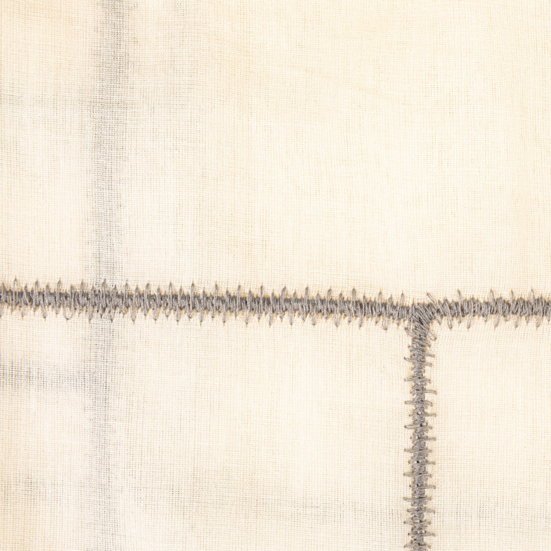 Modern Cotton Curtain Panel with Geometric Embroidery