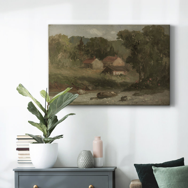 Paysage rétro - DCXVII - Toile tendue avec châssis, Toile tendue, H 19 po x l 28 po x P 1,5 po