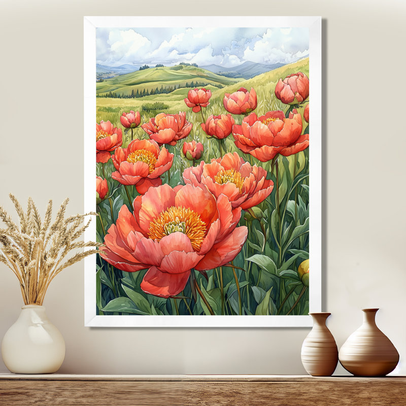 Elyria - art mural floral, H 20 po x l 12 po, Reproduction encadrée sans passe-partout, Blanc