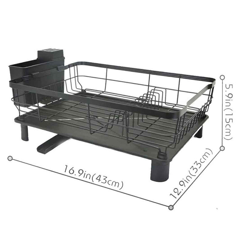 Black Metal Dish Drying Rack with Utensil Holder
