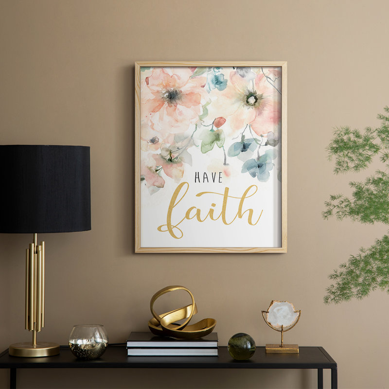 Have Faith Framed Print - Solid Wood, Natural, 15" H x 12" W