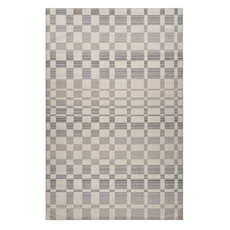 Tapis à carreaux gris et beige 4 pi x 6 pi