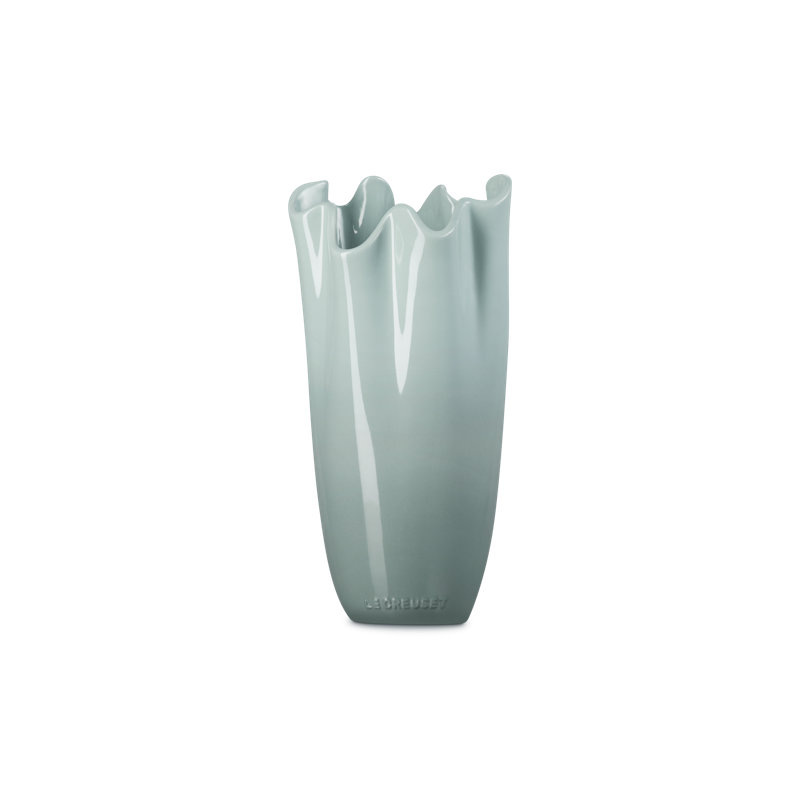 Le Creuset Stoneware Iris Vase, 12 In., Peche, Green