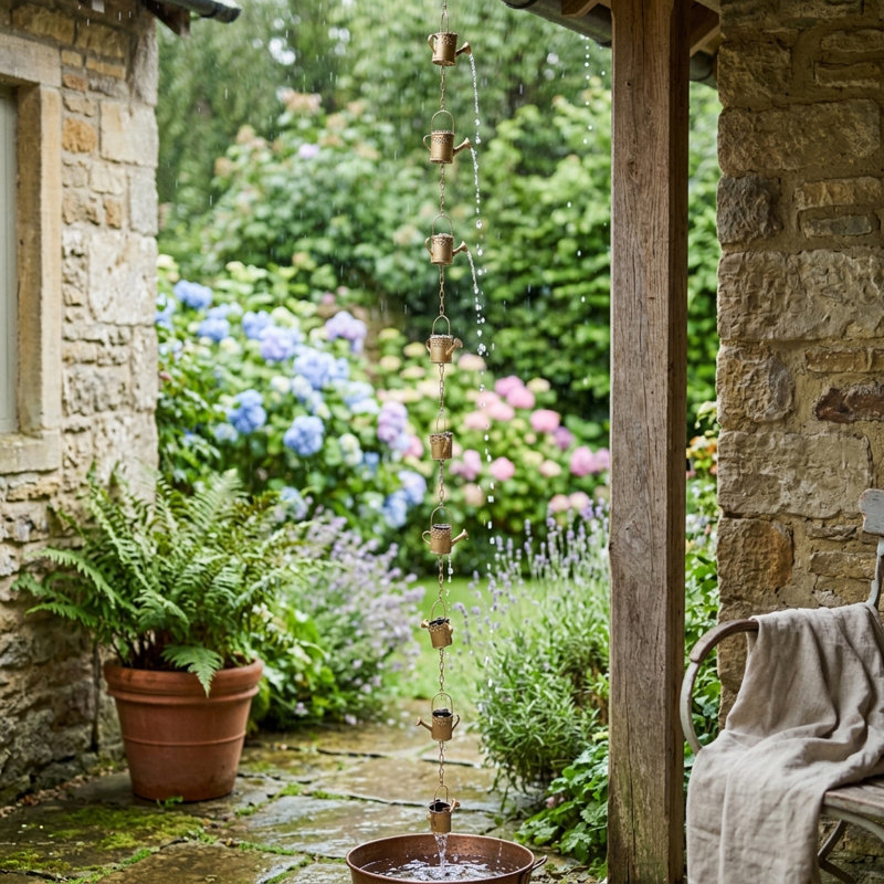 Carillon décoratif en forme d'arrosoir pour l'extérieur - Carillon suspendu pour le jardin, à accrocher aux branches d'arbres ou à décorer dans la cour - 231 cm, doré
