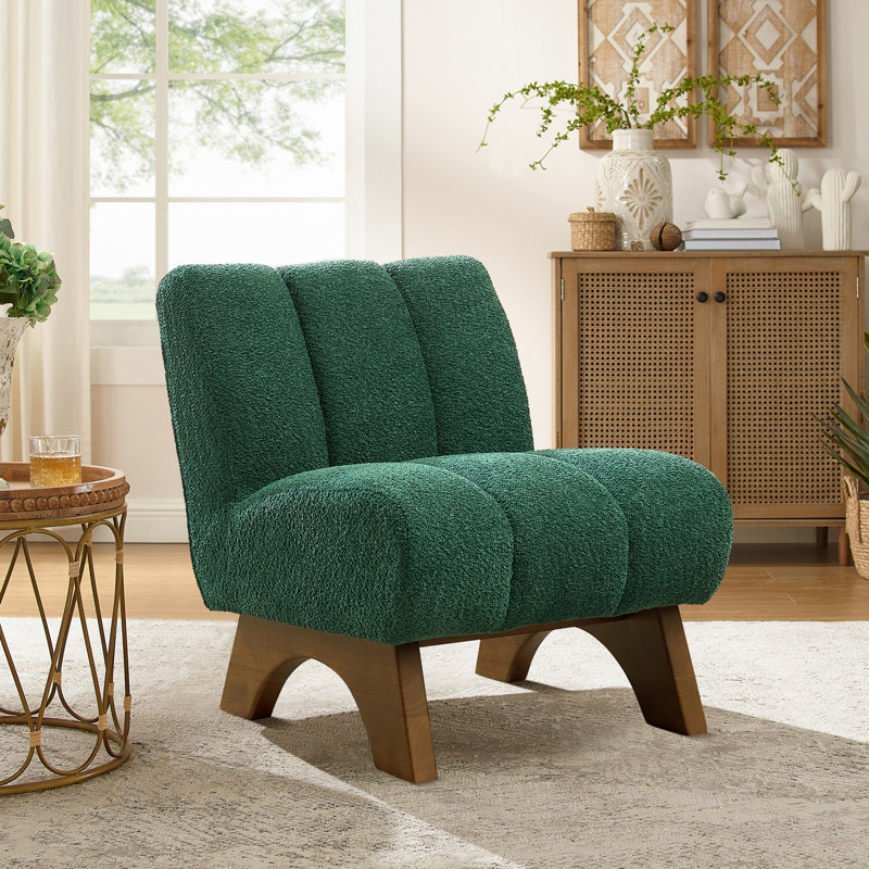 Brenetta 64Cm Wide Tufted Lounge Chair, Green Sherpa