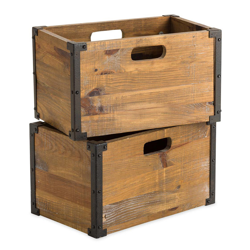 Solid Wood Decorative Bin Set