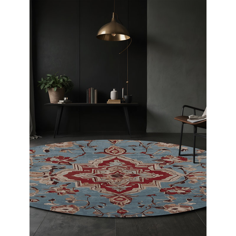 Tapis brun soyeux et moelleux, Rond 5 pi