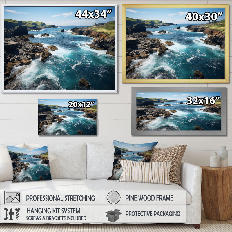 Rainiero Canada, Terre-Neuve, mer, paysages sur toile, Cadre flottant noir, H 34 po x l 44 po x P 1,5 po