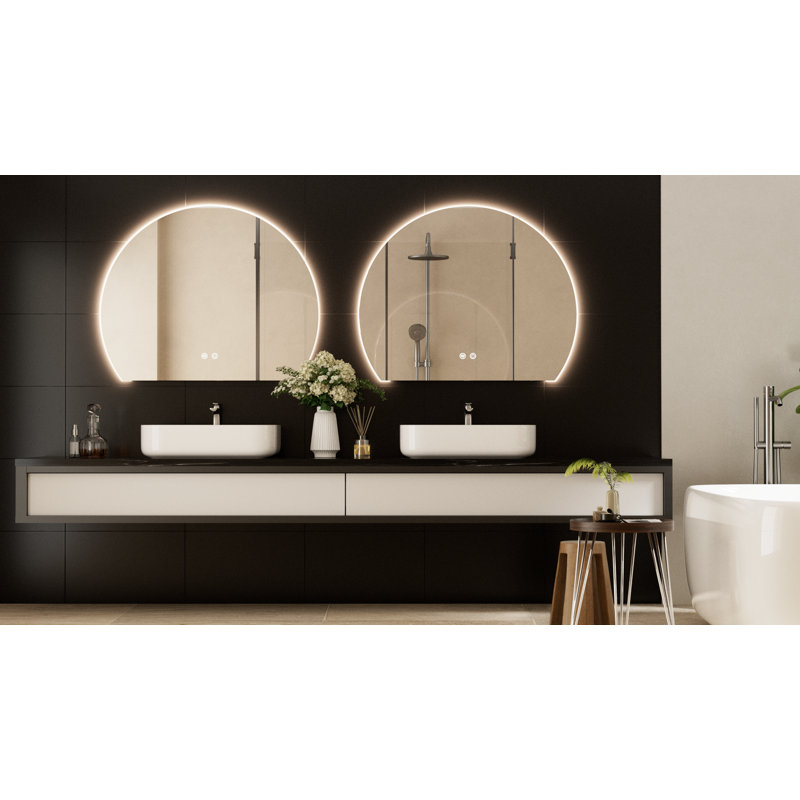 Arto Arch Lighted Backlit Bathroom Vanity Mirror Anti Fog Dimmable 3 Color Adjustable Wall Mirror, 32" H x 40" W x 1" D