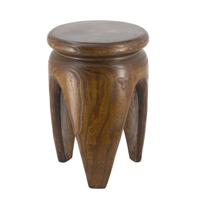 11X11x16.5" Carved Paulownia Wood Accent Table