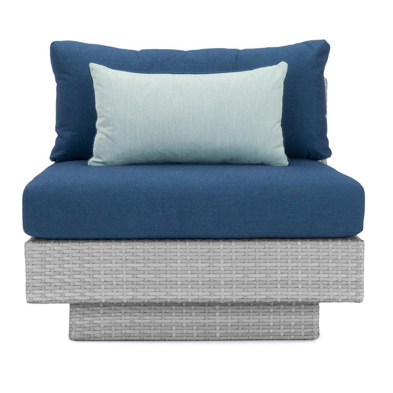 Chaise de terrasse avec coussins Sunbrella Ehrenfried, Coussin bleu Laguna / structure grise