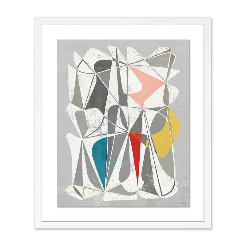 Vedene Print by Bangbouh Studio, 24" H x 20" W x 1.5" D, White, Light Gray/Red/White/Gold/Blue