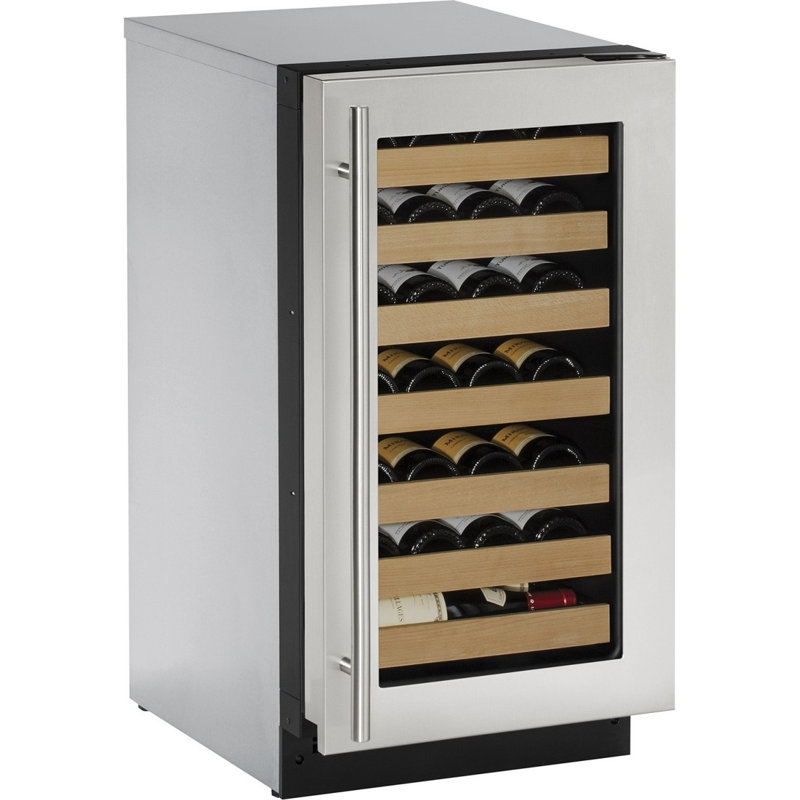 U-Line Single Zone 17.75'' 31 Bottle Wine Refrigerator with Reversible Door