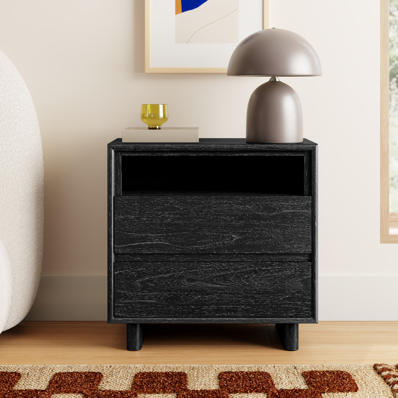Horizon 2-Drawer Nightstand, Black