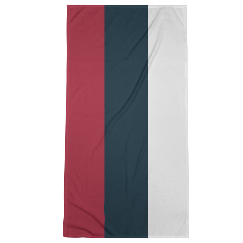 Cotton Blend Beach Towel, Navy Blue/White