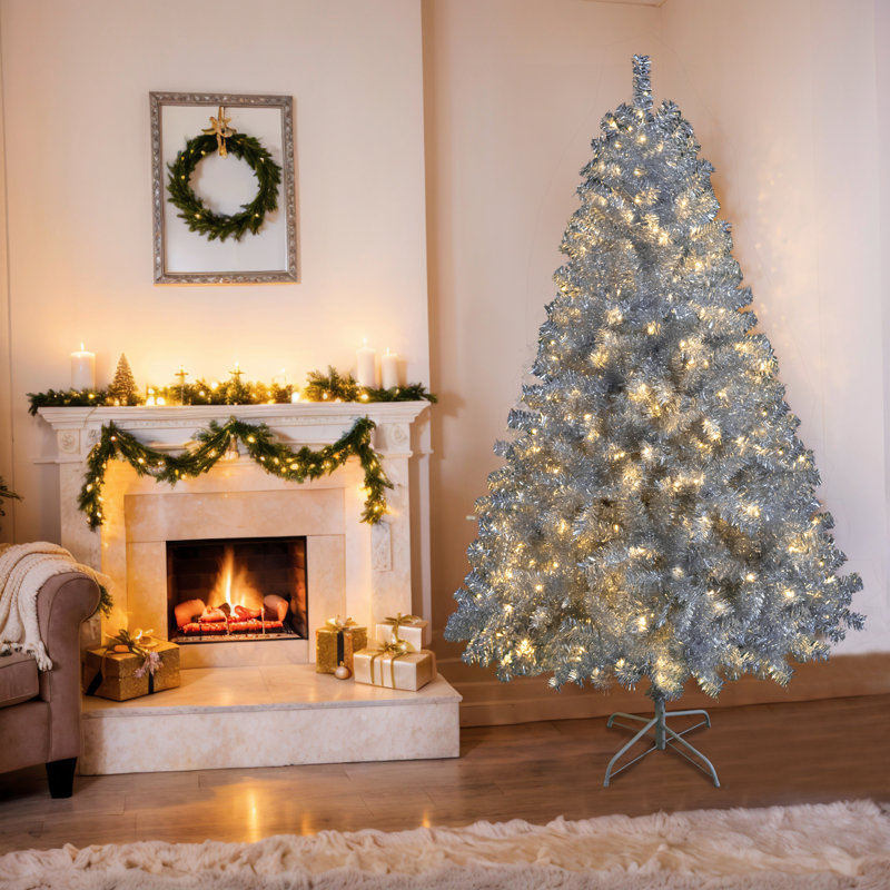 Sliver Pre-lit Artificial Christmas Tree, 3'6"