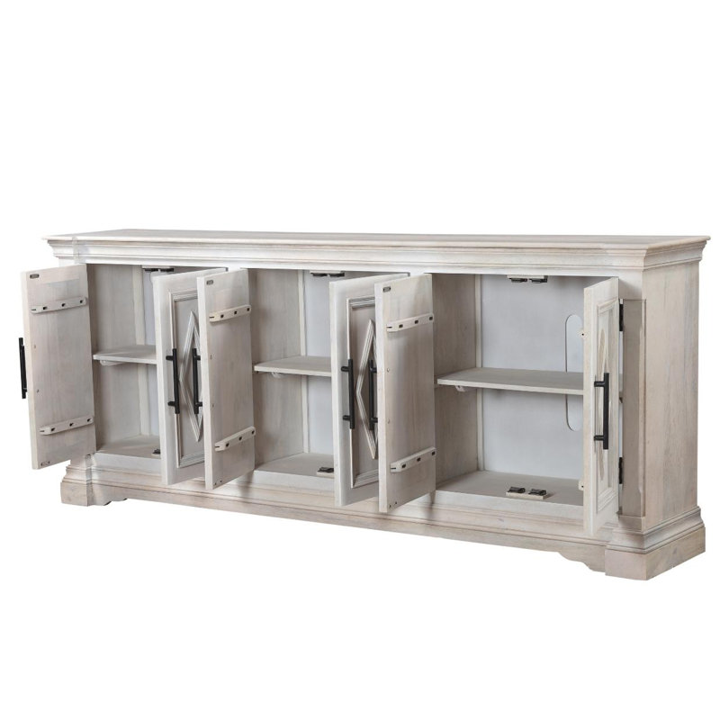93'' Solid Wood Sideboard, White