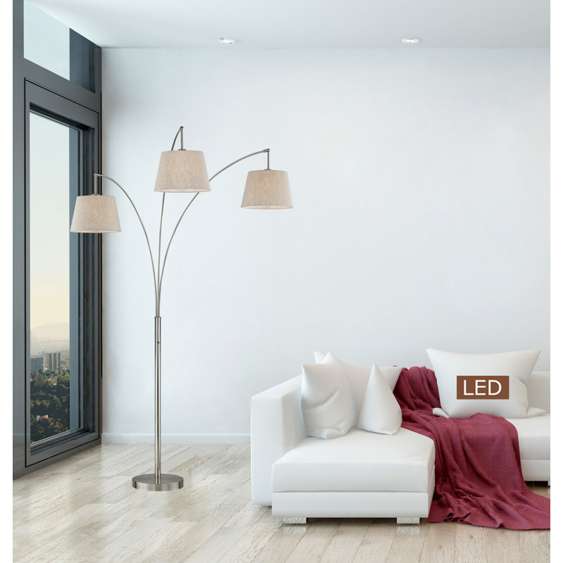 Lampe sur pied à branches 84 po Luce, Acier brossé, Brun clair