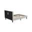 Ensemble de lit 2 pièces - Lit double capitonné à boutons - Tête de lit tapissier en tissu de velours blanc lin et table de chevet au fini gris urbain-879351923-879351922