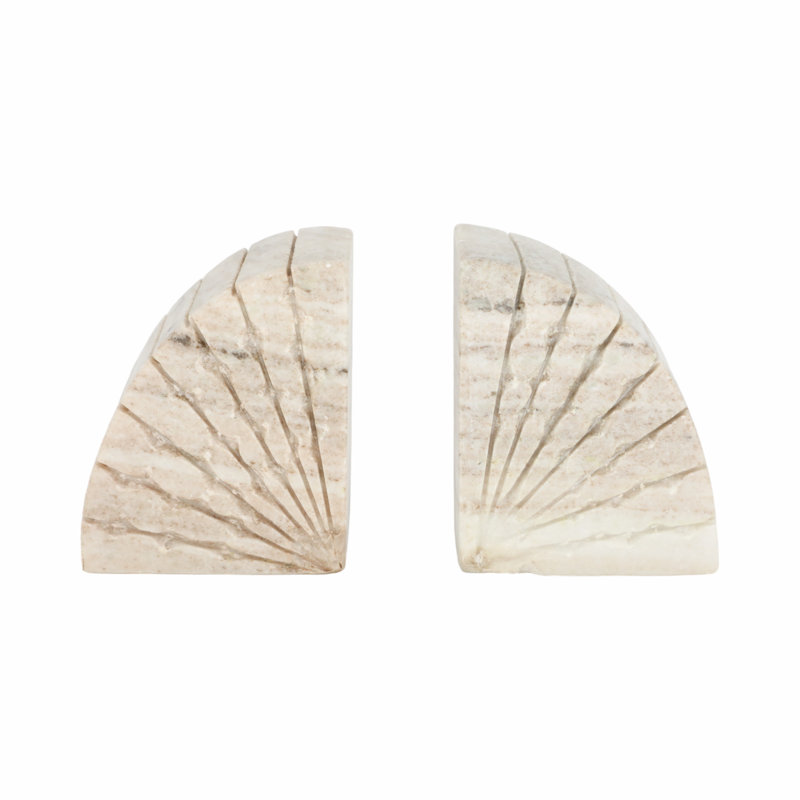 Latitude Run® Onyx Marble Semi Circle Bookends, Set Of 2, Luxurious Tan, Elegant Home Decor, Natural Marble Material, Perfect For Book Lovers And Office Desks.