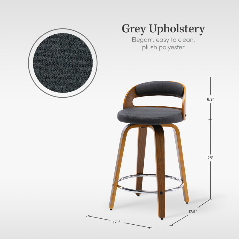 Vanhoy Swivel Counter Height Stool, Charcoal Gray Polyester