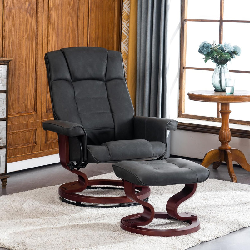 Fauteuil de bureau inclinable en cuir Odey, Similicuir gris