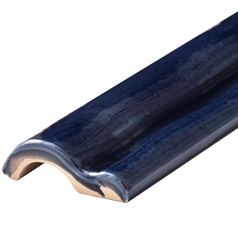 Rail de chaise en céramique polie 2 po x 6 po Talavera, Cobalt; cobalt