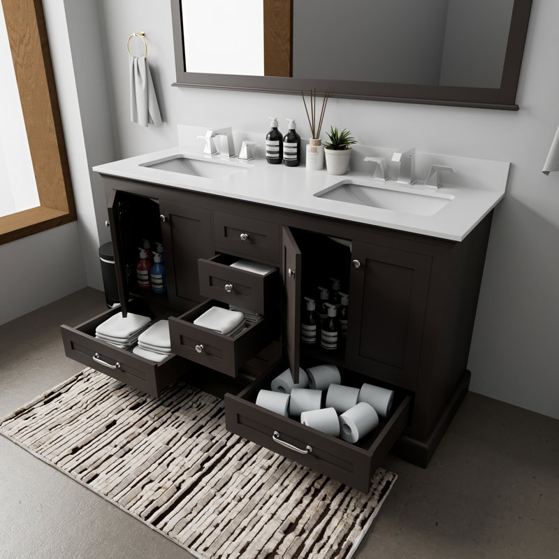 Double Bath Vanity 60 in. W x 22 in. D, with Cultured Marble Top