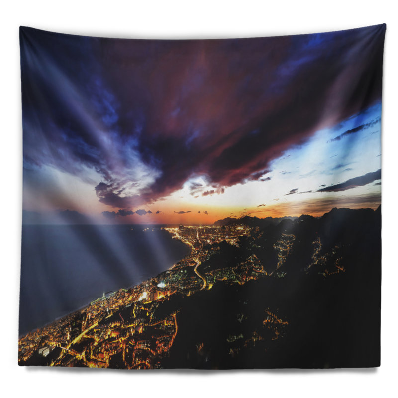 Tapisserie de paysage urbain de Barcelone, H 78 po x l 92 po