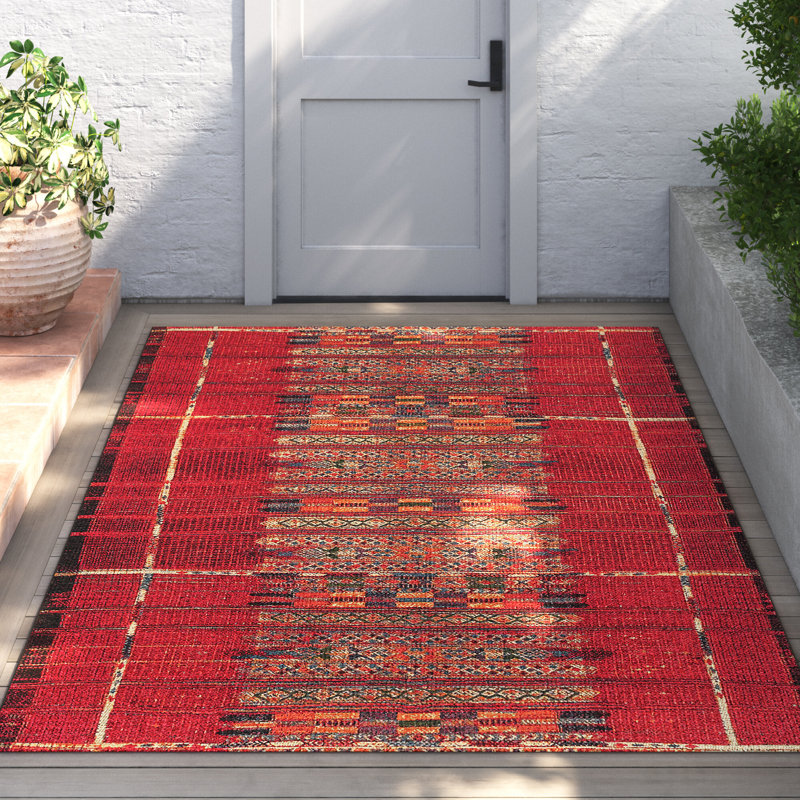 Sesena Striped Red Indoor / Outdoor Area Rug & Reviews | Joss & Main