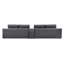 Canapé d'angle en velours côtelé gris avec deux poufs, canapé modulable à assise profonde avec porte-gobelets, ports USB et rangement dissimulé