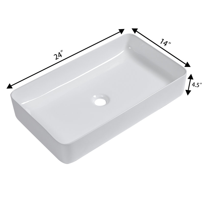 GAWEZA 14'' Ceramic Rectangular Bathroom Sink
