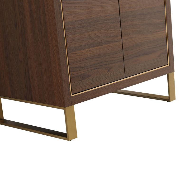 24'' Single Bathroom Vanity with Stone Top, Satin Brass, Walnut Ebony