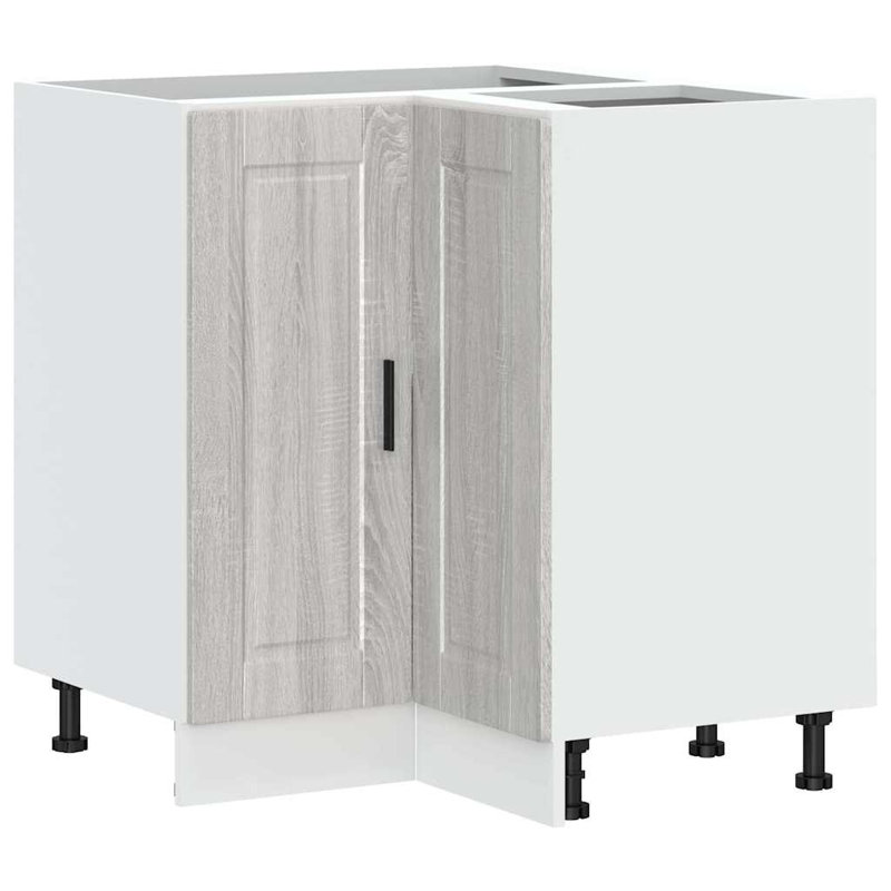 Latitude Run Kitchen Corner Base Cabinet Porto Engineered Wood, Grey Sonoma