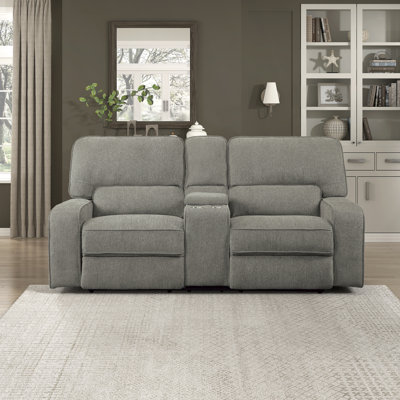 Bryseida 85" Modern & Contemporary Chenille Reclining Loveseat with Center Storage Console Holders and Smooth Reclining Mechanisms