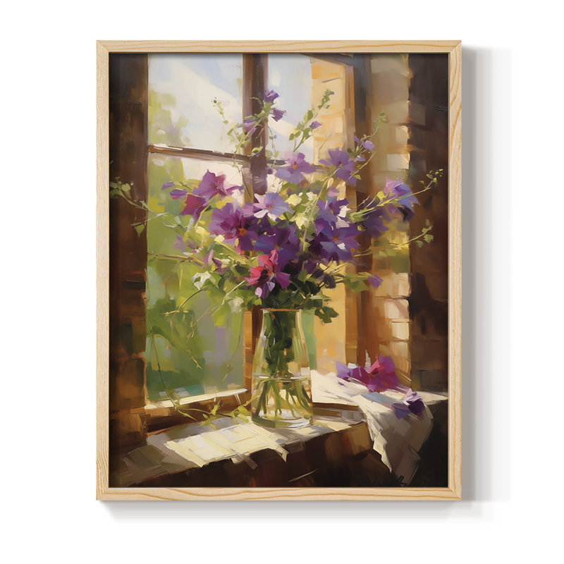 Reproduction encadrée FLORAL Series DCCXC - bois massif, Naturel, H 21 po x l 17 po