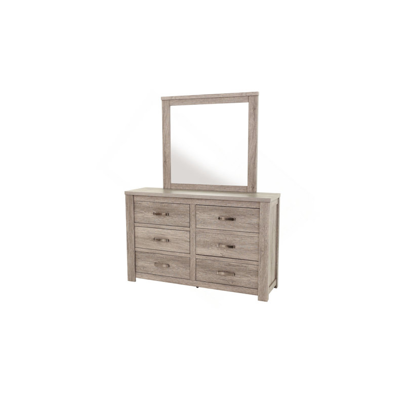 Mobilier de chambre à coucher à 6 tiroirs avec poignées en métal style rustique 1 pièce