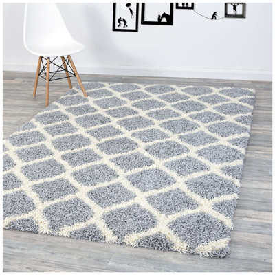 Ceja Geometric Shag Area Rug