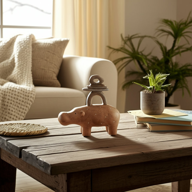 Playful Animals Stacked Figurine - Whimsical Sculpture Statue Featuring Artistic Detailing - Decorative Objects Accent For Home Decor On Table Styling