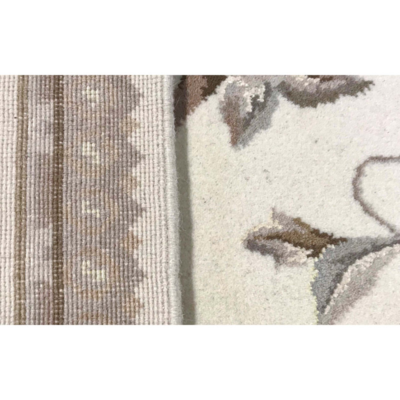 Hand-Knotted High-Quality Ivory Area Rug
