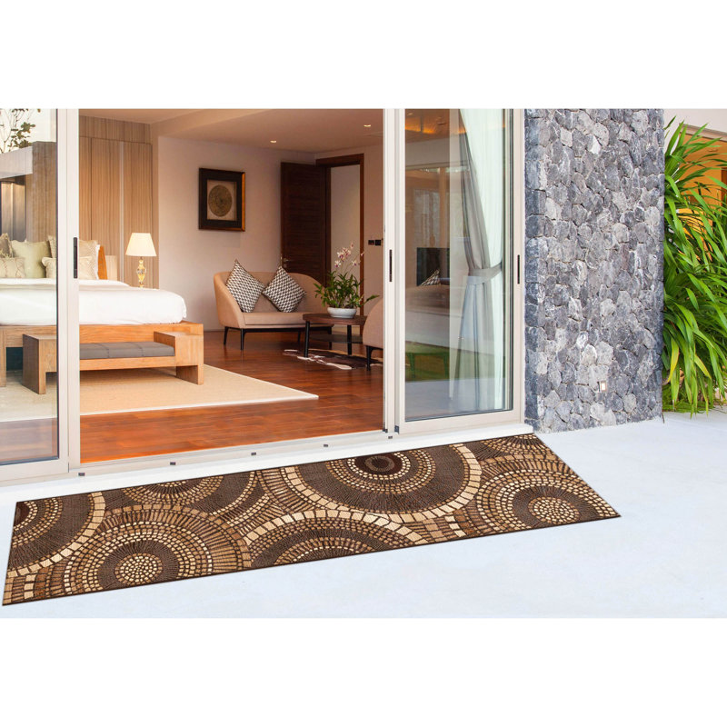 Tapis intérieur / extérieur géométrique Kowalczyk , Tapis de couloir 1 pi 11 po x 7 pi 6 po