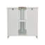 Armoire de lavabo sans lavabo, meuble-lavabo à double porte à persiennes et meuble de rangement blanc, armoire de rangement sur pied blanche.