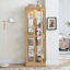 Vitrine lumineuse en verre avec tablettes réglables, poignées rétro et éclairage intérieur pour un rangement élégant