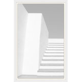 White Washed Stairs 1 A' Framed Graphic Art Print on Glass