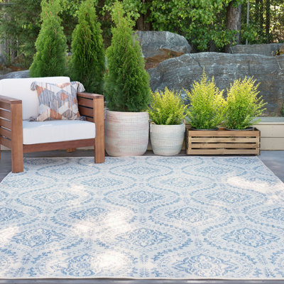 Bungalow Rose Abigayle Damask Indoor / Outdoor Rug & Reviews | Wayfair